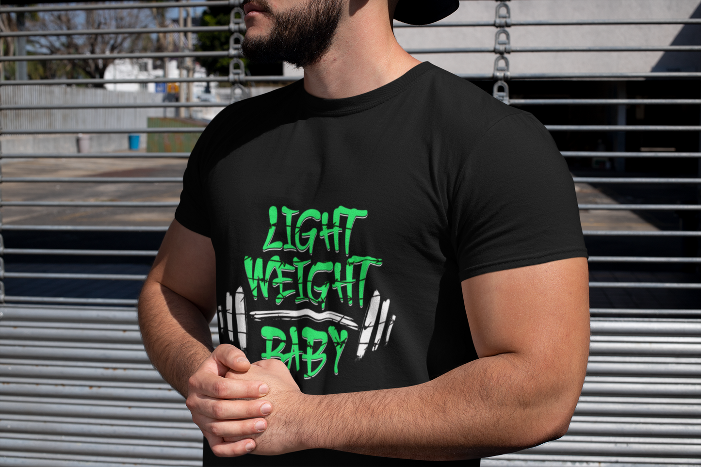 Athletic Tee - Neon Green Distressed Typography Shirt
