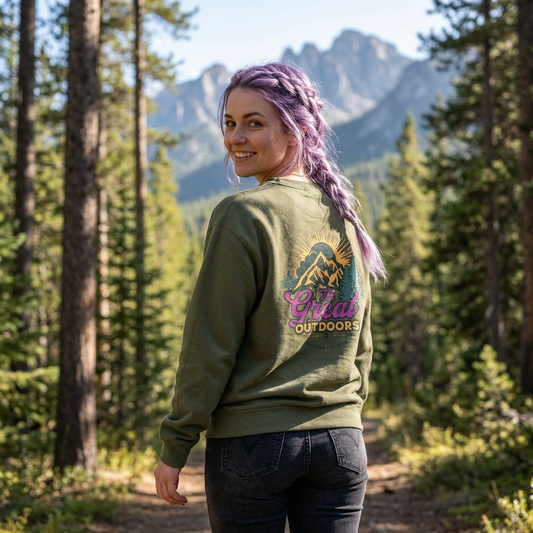 Great Outdoors Crewneck Sweatshirt — Nature Lover Outdoor Crewneck