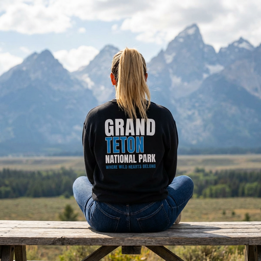 Grand Teton National Park Sweatshirt — Coordinates & Bold Logo Crewneck